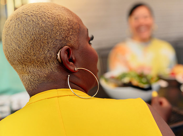 woman with hearing aid